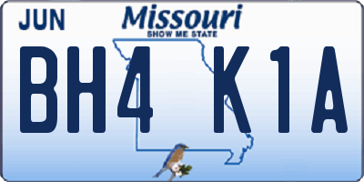MO license plate BH4K1A