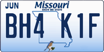 MO license plate BH4K1F