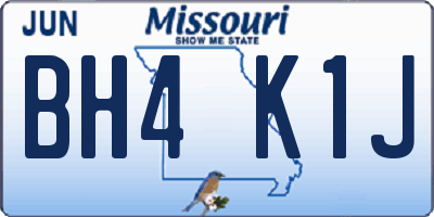 MO license plate BH4K1J