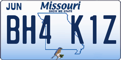 MO license plate BH4K1Z