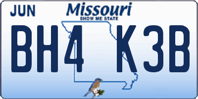 MO license plate BH4K3B