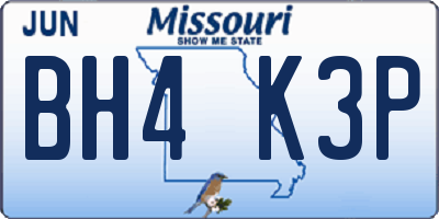 MO license plate BH4K3P