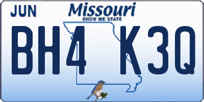 MO license plate BH4K3Q