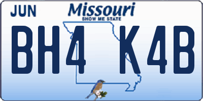 MO license plate BH4K4B