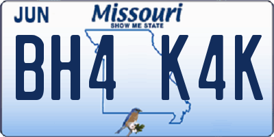 MO license plate BH4K4K