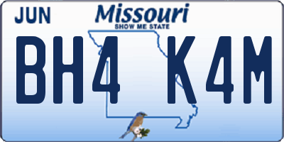 MO license plate BH4K4M