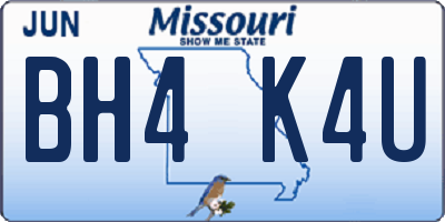 MO license plate BH4K4U