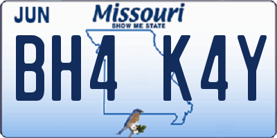 MO license plate BH4K4Y