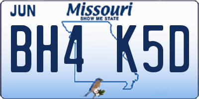 MO license plate BH4K5D