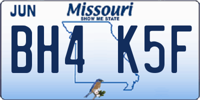 MO license plate BH4K5F