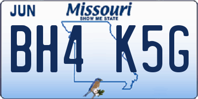 MO license plate BH4K5G