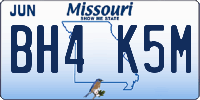 MO license plate BH4K5M