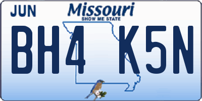 MO license plate BH4K5N