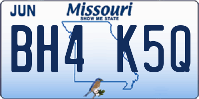 MO license plate BH4K5Q