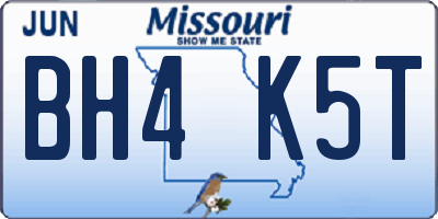 MO license plate BH4K5T