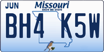 MO license plate BH4K5W