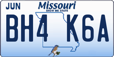 MO license plate BH4K6A