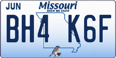 MO license plate BH4K6F