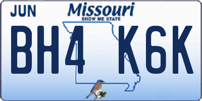 MO license plate BH4K6K