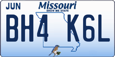 MO license plate BH4K6L
