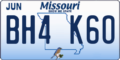 MO license plate BH4K6O