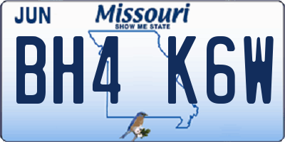 MO license plate BH4K6W
