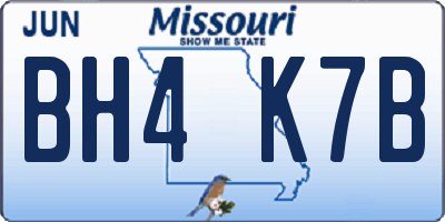 MO license plate BH4K7B
