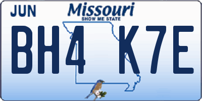 MO license plate BH4K7E