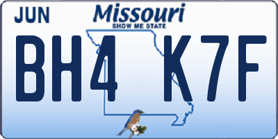 MO license plate BH4K7F