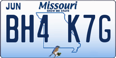 MO license plate BH4K7G