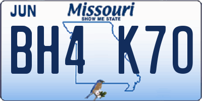 MO license plate BH4K7O
