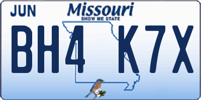 MO license plate BH4K7X