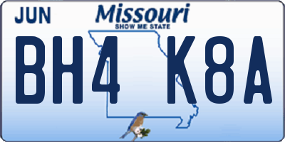 MO license plate BH4K8A