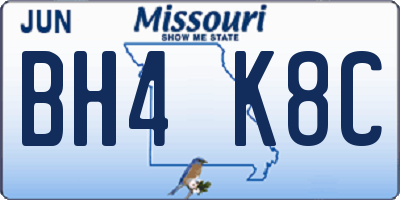 MO license plate BH4K8C