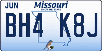 MO license plate BH4K8J