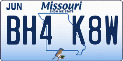 MO license plate BH4K8W