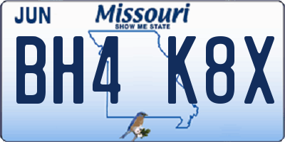 MO license plate BH4K8X