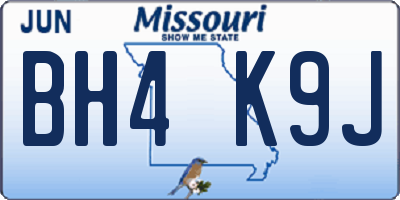 MO license plate BH4K9J