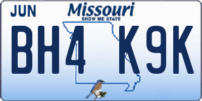 MO license plate BH4K9K
