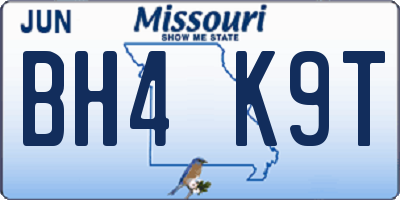MO license plate BH4K9T