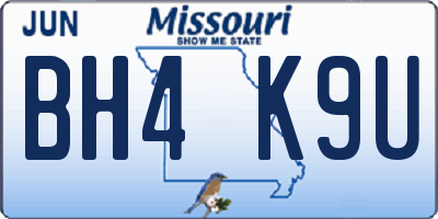 MO license plate BH4K9U