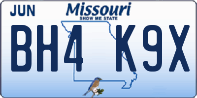 MO license plate BH4K9X