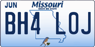 MO license plate BH4L0J