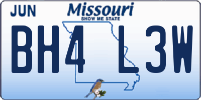 MO license plate BH4L3W