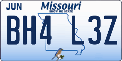 MO license plate BH4L3Z