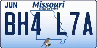 MO license plate BH4L7A