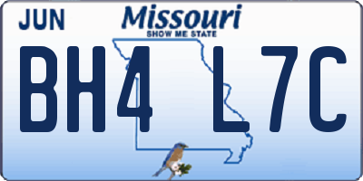 MO license plate BH4L7C