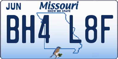 MO license plate BH4L8F