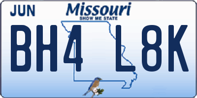 MO license plate BH4L8K