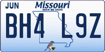 MO license plate BH4L9Z